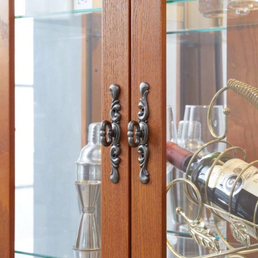 Lighted Glass Curio Display Cabinet, Display Cabinet, Glass Storage Cabinet Glass Wine cabinet Wood Frame Toy Display Living Room, Kitchen, Pantry light bulb included OAK