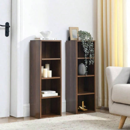 8 - Tier Media Tower Rack, CD DVD Slim Storage Cabinet with Adjustable Shelves, Tall Narrow Bookcase Display Bookshelf Home Office, Multi - functional double - decker bookcase