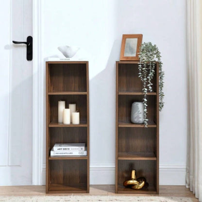 8 - Tier Media Tower Rack, CD DVD Slim Storage Cabinet with Adjustable Shelves, Tall Narrow Bookcase Display Bookshelf Home Office, Multi - functional double - decker bookcase
