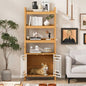 Modern 2 IN 1 Dog Furniture Dog Crate Ladder Bookshelf, Tall Wood Display Shelf with Storage, Dog Kennel Bookcase