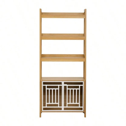 Modern 2 IN 1 Dog Furniture Dog Crate Ladder Bookshelf, Tall Wood Display Shelf with Storage, Dog Kennel Bookcase