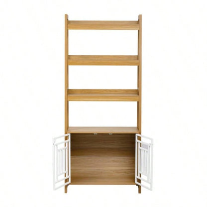 Modern 2 IN 1 Dog Furniture Dog Crate Ladder Bookshelf, Tall Wood Display Shelf with Storage, Dog Kennel Bookcase