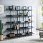 VIDEO 5 Tier Bookcase Home Office Open Bookshelf, Vintage Industrial Style Shelf with Metal Frame, MDF Board Old Sku: WF286176AAB