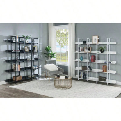 VIDEO 5 Tier Bookcase Home Office Open Bookshelf, Vintage Industrial Style Shelf with Metal Frame, MDF Board Old Sku: WF286176AAB