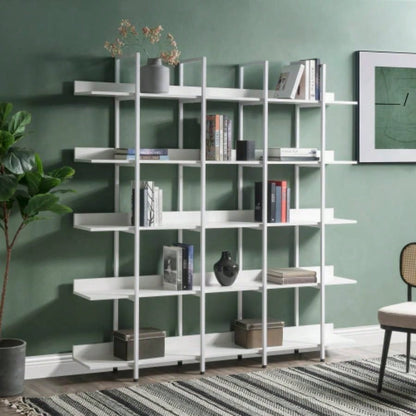 VIDEO 5 Tier Bookcase Home Office Open Bookshelf, Vintage Industrial Style Shelf with Metal Frame, MDF Board Old Sku: WF286176AAB