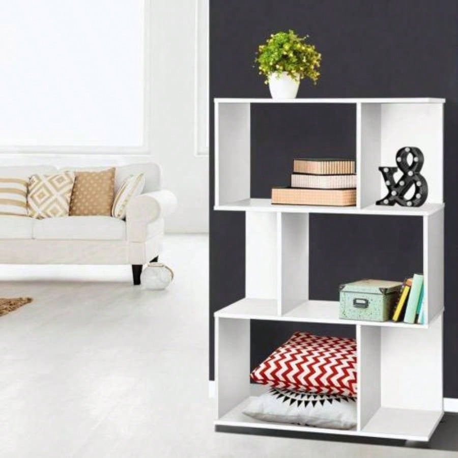 White three - layer simple household bookshelf