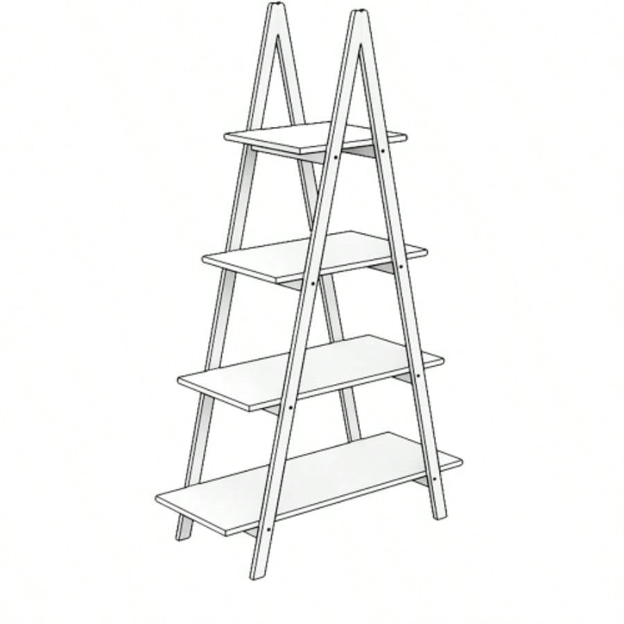 Solid wood oxford A frame ladder display bookshelf