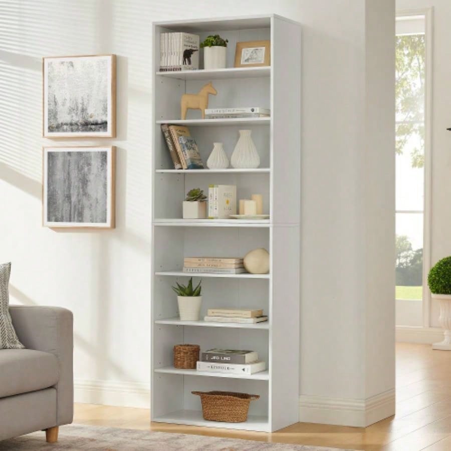 CD DVD storage cabinet, bookcase, adjustable shelf 8 - layer storage, display bookshelf, home, office, multi - functional double - layer bookcase, can be disassembled into two 4 - layer storage bookcases