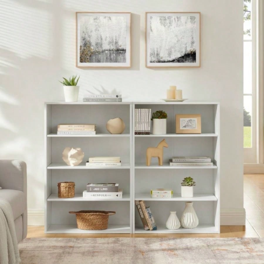 CD DVD storage cabinet, bookcase, adjustable shelf 8 - layer storage, display bookshelf, home, office, multi - functional double - layer bookcase, can be disassembled into two 4 - layer storage bookcases