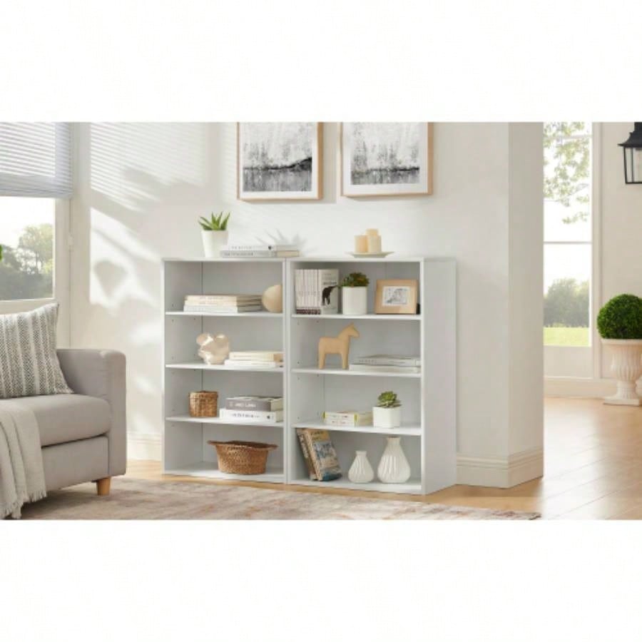 CD DVD storage cabinet, bookcase, adjustable shelf 8 - layer storage, display bookshelf, home, office, multi - functional double - layer bookcase, can be disassembled into two 4 - layer storage bookcases