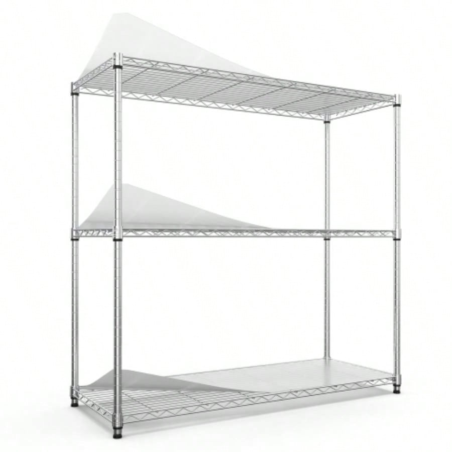 3 Tier Wire Shelving Unit, 1050 LBS NSF Height Adjustable Metal Garage Storage Shelves, Heavy Duty Storage Wire Rack Metal Shelves - Black