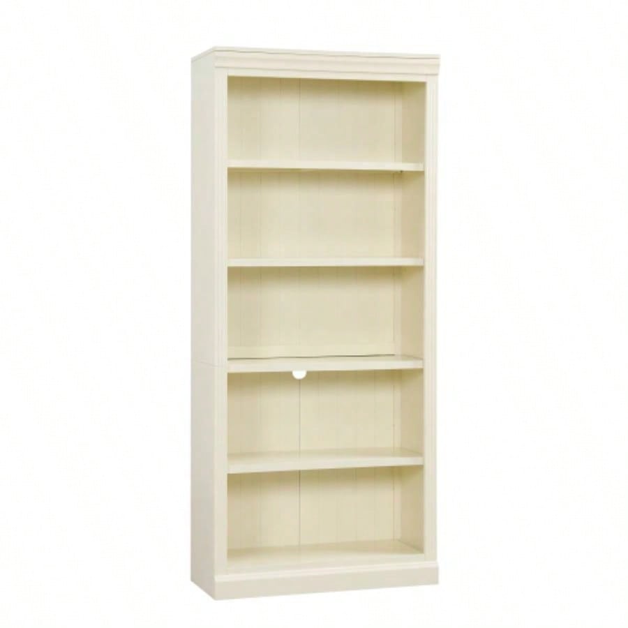 83.4 Tall Wood Bookcase with light strip, 5 - Tier Decor Bookshelves with Adjustable Shelves, Storage Organizer CDs/Books, Standing Storage Shelves Living Room, Home Office, Beige and Yellow