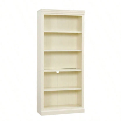 83.4 Tall Wood Bookcase with light strip, 5 - Tier Decor Bookshelves with Adjustable Shelves, Storage Organizer CDs/Books, Standing Storage Shelves Living Room, Home Office, Beige and Yellow