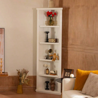 2x 75.25 Tall Sided Bookshelves, Set of Two 5 - Tier Sided Bookcase - White - Olny Sold with Paired Cabinets