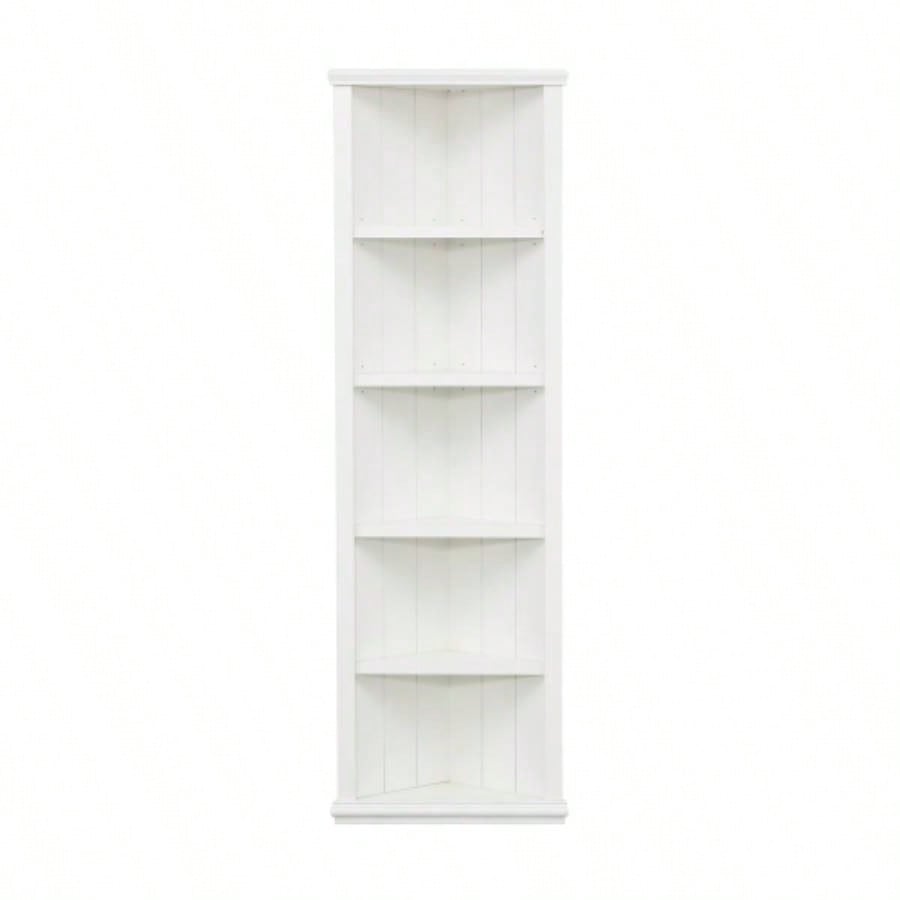 2x 75.25 Tall Sided Bookshelves, Set of Two 5 - Tier Sided Bookcase - White - Olny Sold with Paired Cabinets