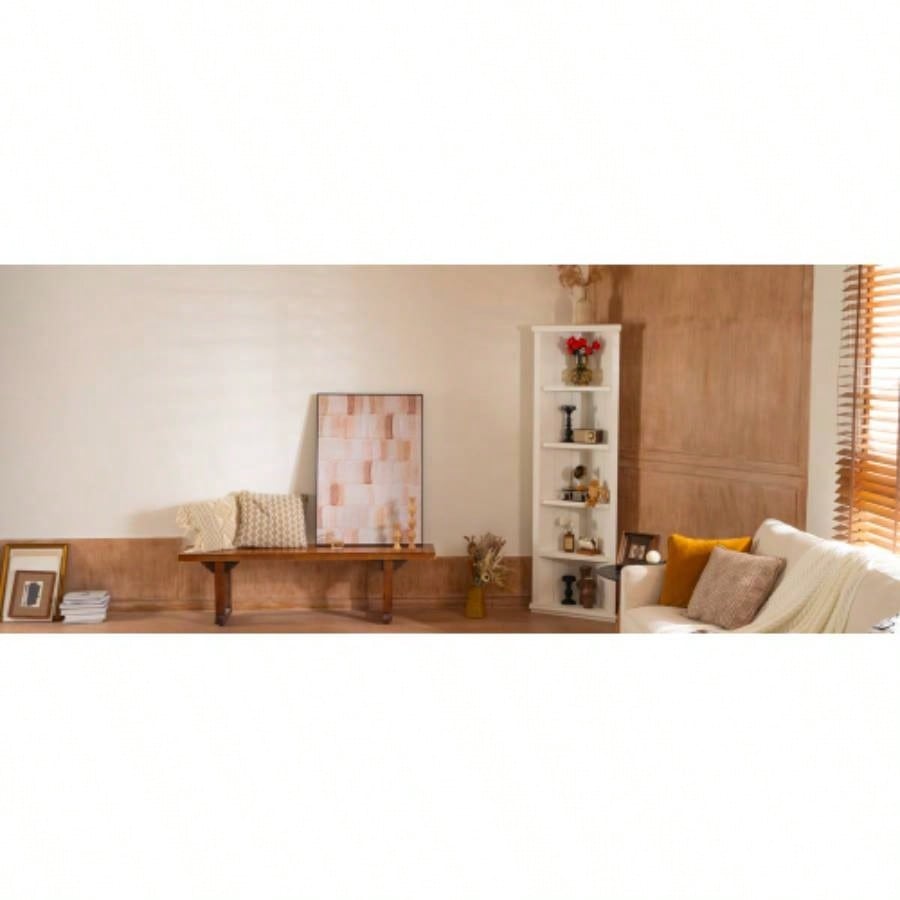2x 75.25 Tall Sided Bookshelves, Set of Two 5 - Tier Sided Bookcase - White - Olny Sold with Paired Cabinets