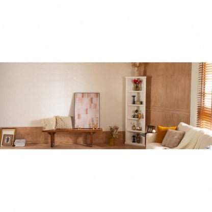 2x 75.25 Tall Sided Bookshelves, Set of Two 5 - Tier Sided Bookcase - White - Olny Sold with Paired Cabinets