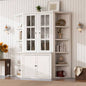 2x 75.25 Tall Sided Bookshelves, Set of Two 5 - Tier Sided Bookcase - White - Olny Sold with Paired Cabinets