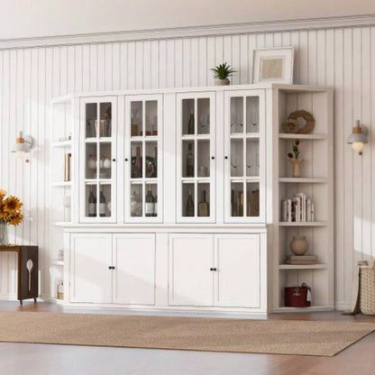 2x 75.25 Tall Sided Bookshelves, Set of Two 5 - Tier Sided Bookcase - White - Olny Sold with Paired Cabinets