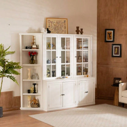 2x 75.25 Tall Sided Bookshelves, Set of Two 5 - Tier Sided Bookcase - White - Olny Sold with Paired Cabinets