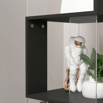 5 tier Rotating Bookshelf, Floor Rack Simple Bookcase with Acrylic plate Student Multi - Function Bookshelf Living Room with anti - toppling base