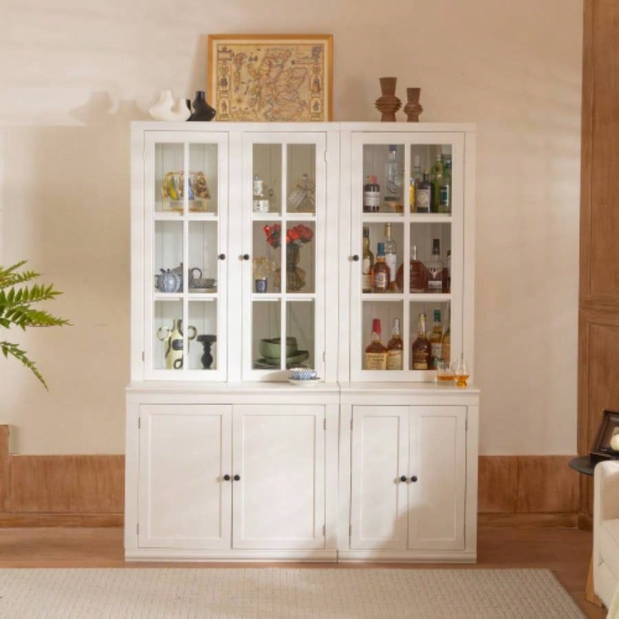 2x 75.25 Tall Sided Bookshelves, Set of Two 5 - Tier Sided Bookcase - White - Olny Sold with Paired Cabinets