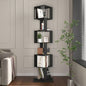5 tier Rotating Bookshelf, Floor Rack Simple Bookcase with Acrylic plate Student Multi - Function Bookshelf Living Room with anti - toppling base