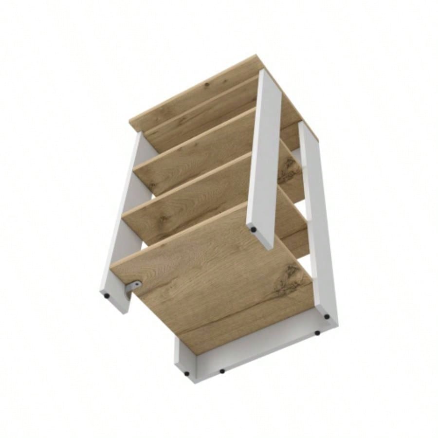 Cabinet 29.7H, Four Shelves, Vertical, Light Oak/ White