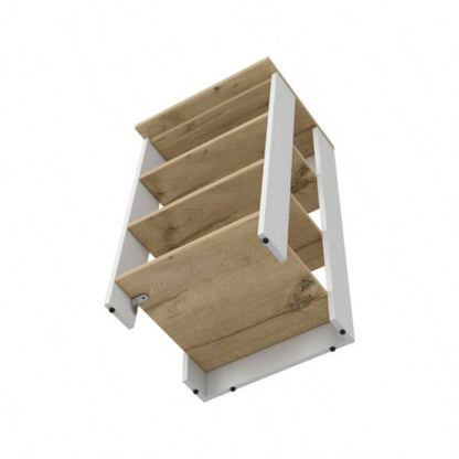 Cabinet 29.7H, Four Shelves, Vertical, Light Oak/ White
