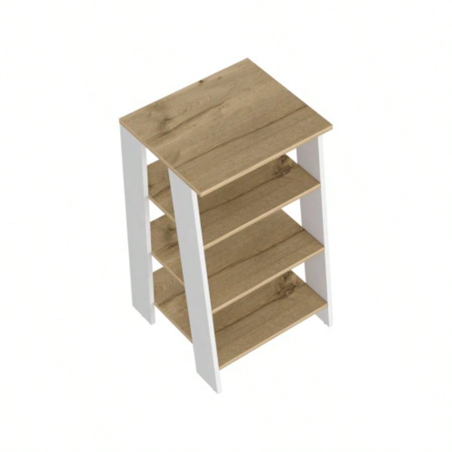 Cabinet 29.7H, Four Shelves, Vertical, Light Oak/ White