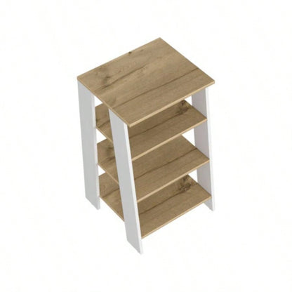Cabinet 29.7H, Four Shelves, Vertical, Light Oak/ White