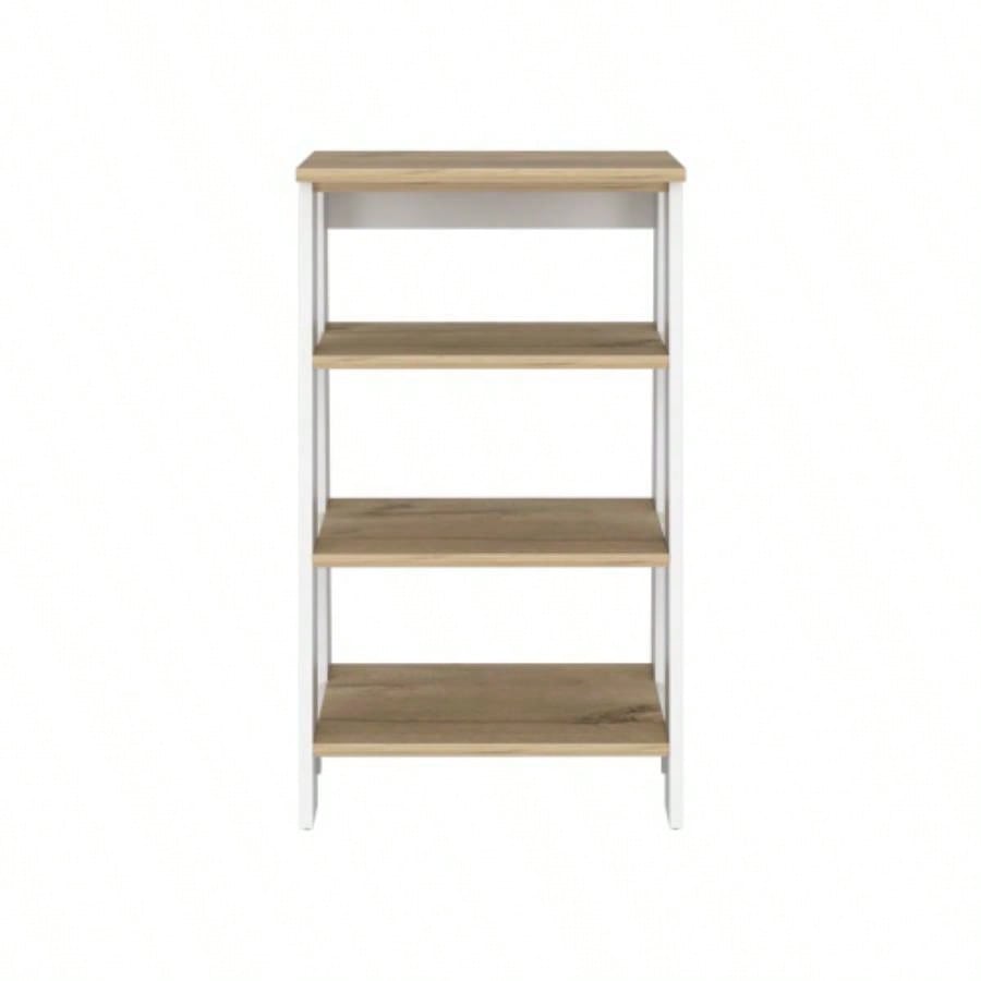 Cabinet 29.7H, Four Shelves, Vertical, Light Oak/ White