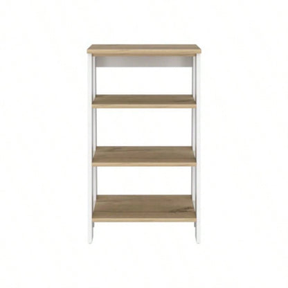 Cabinet 29.7H, Four Shelves, Vertical, Light Oak/ White