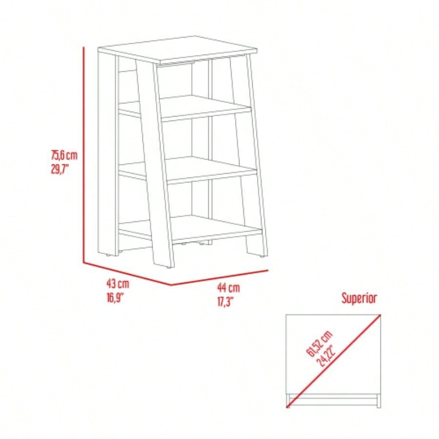 Cabinet 29.7H, Four Shelves, Vertical, Light Oak/ White