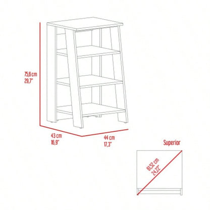 Cabinet 29.7H, Four Shelves, Vertical, Light Oak/ White