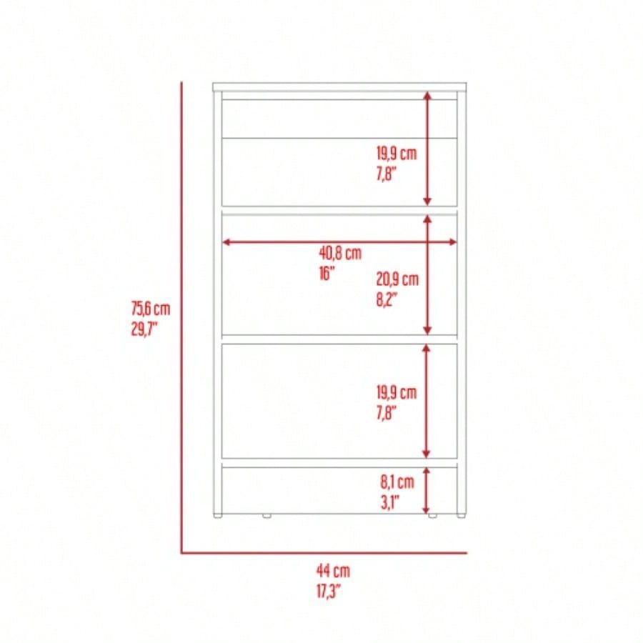 Cabinet 29.7H, Four Shelves, Vertical, Light Oak/ White