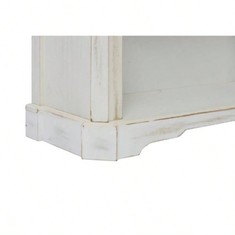 Antique 4 Tiers bookshelf, 65 inch tall bookcase, tall floor standing bookcase Home Office, Living Room, antique white