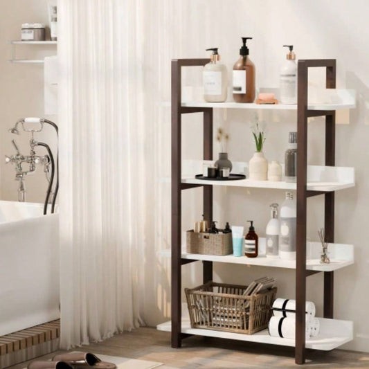 Multifuction Bookcase with Solid Wood Frame, Mix Color Plant Standing Home Decro