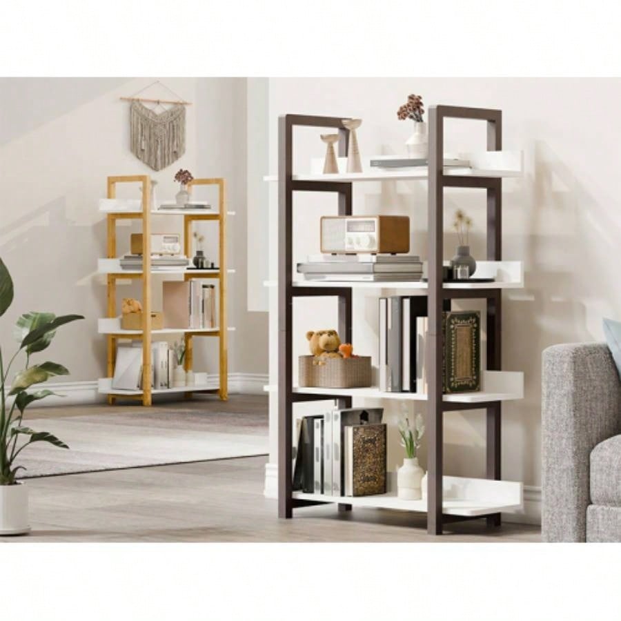 Multifuction Bookcase with Solid Wood Frame, Mix Color Plant Standing Home Decro