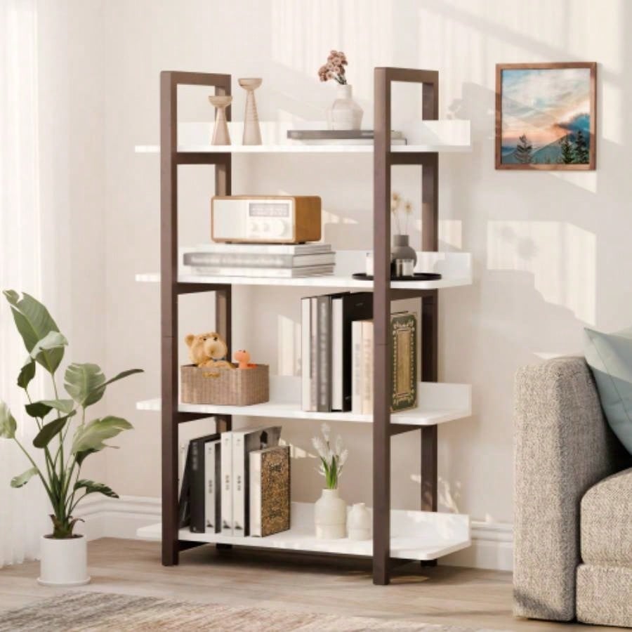 Multifuction Bookcase with Solid Wood Frame, Mix Color Plant Standing Home Decro