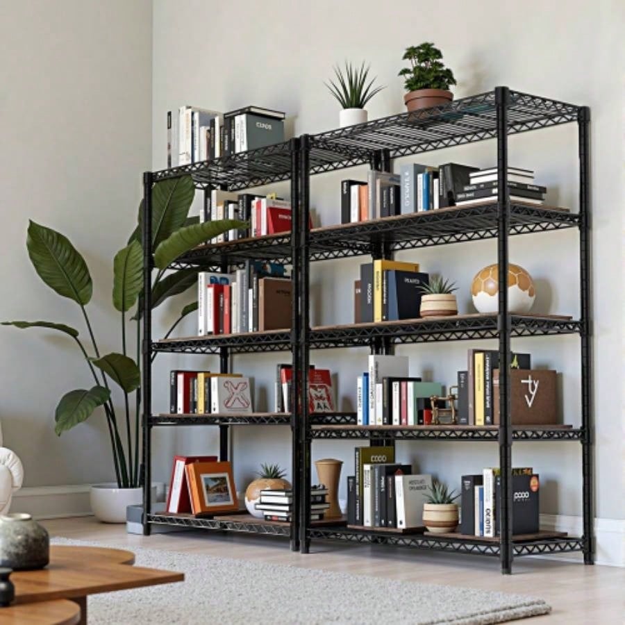 1750 lbs Steel Storage Shelving 5 - Tier Utility Shelving Unit Steel Organizer Wire Rack Home, Kitchen, Office, Garage, 1750 LBS Capacity 17. Dx 47.2x 72.3 H