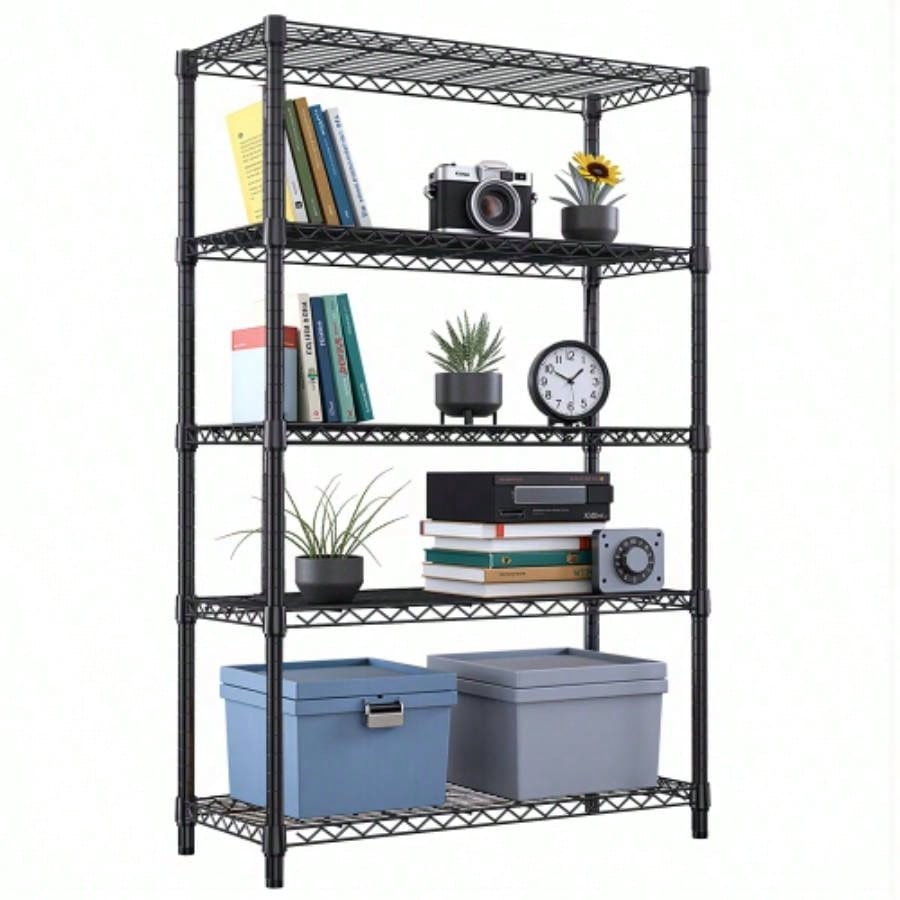 1750 lbs Steel Storage Shelving 5 - Tier Utility Shelving Unit Steel Organizer Wire Rack Home, Kitchen, Office, Garage, 1750 LBS Capacity 17. Dx 47.2x 72.3 H
