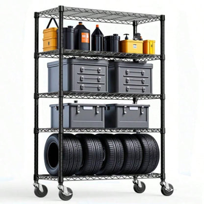 1750 lbs Steel Storage Shelving 5 - Tier Utility Shelving Unit Steel Organizer Wire Rack Home, Kitchen, Office, Garage, 1750 LBS Capacity 17. Dx 47.2x 72.3 H