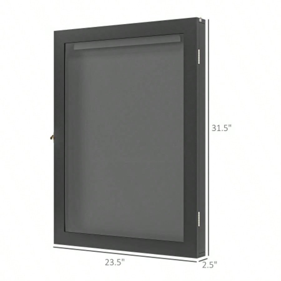 HOMCOM 24x 32 Jersey Display, Wall - Mounted Memorabilia Acrylic Shadow Box with Hanger, Black