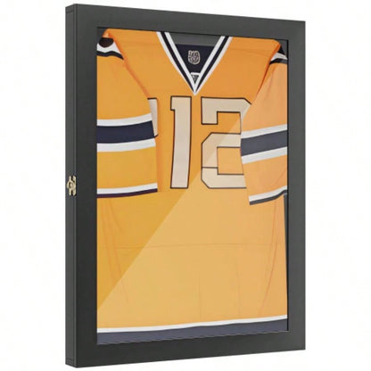 HOMCOM 24x 32 Jersey Display, Wall - Mounted Memorabilia Acrylic Shadow Box with Hanger, Black