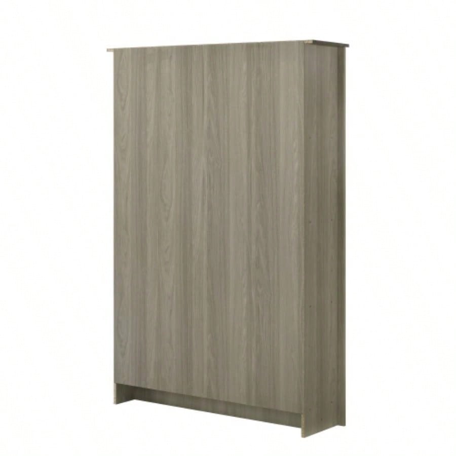 47 Gray Oak Bookcase Shelf with Cabinet Doors