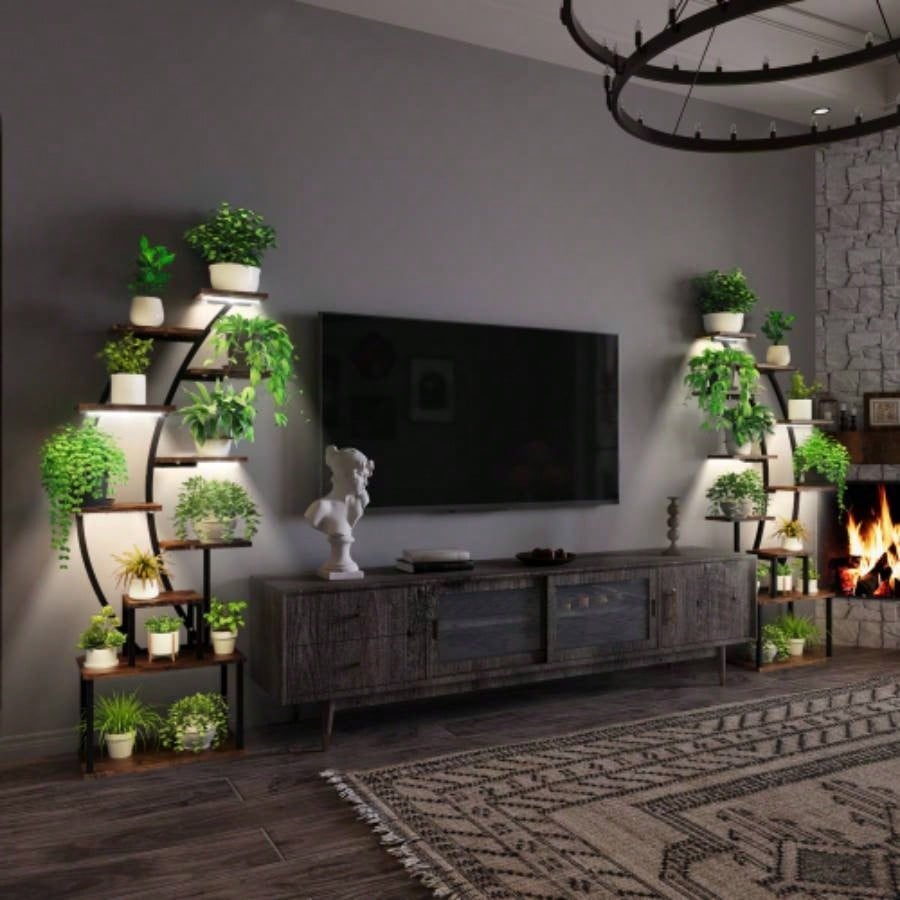 Plant Stand Indoor with Grow Lights, 9 Tiered Indoor Plant Stand, 63 Metal Plant Shelf, Tall Plant Stands Indoor Multiple Stands Living Room, Patio