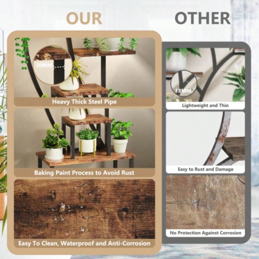 Plant Stand Indoor with Grow Lights, 9 Tiered Indoor Plant Stand, 63 Metal Plant Shelf, Tall Plant Stands Indoor Multiple Stands Living Room, Patio