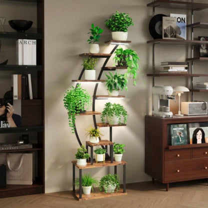 Plant Stand Indoor with Grow Lights, 9 Tiered Indoor Plant Stand, 63 Metal Plant Shelf, Tall Plant Stands Indoor Multiple Stands Living Room, Patio
