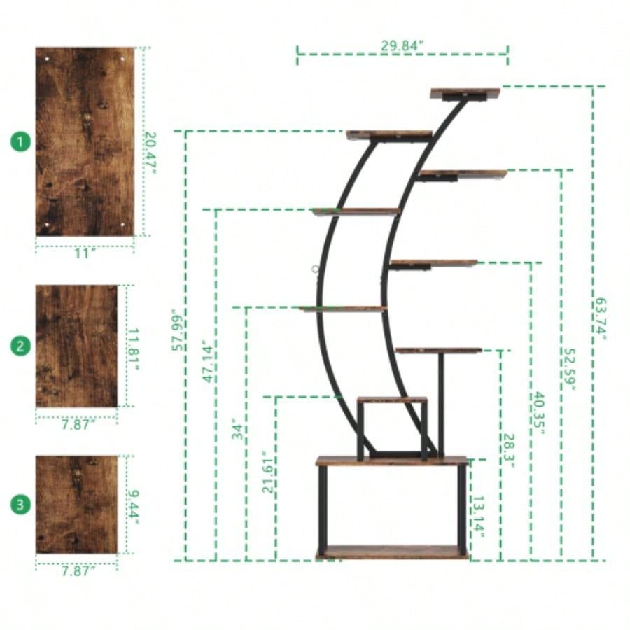 Plant Stand Indoor with Grow Lights, 9 Tiered Indoor Plant Stand, 63 Metal Plant Shelf, Tall Plant Stands Indoor Multiple Stands Living Room, Patio